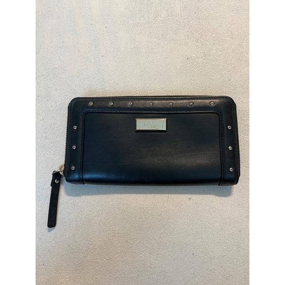 kate spade Handbags - Kate Spade Black Leather Studded Zip Around Wallet Long Continental Clutch